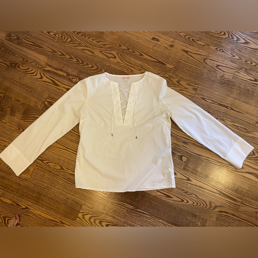 Brooks Brothers beautiful white blouse with tie up front
